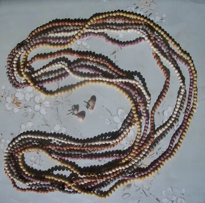 JUEGO DE COLLAR Y PENDIENTES PERFORADOS DE PIEDRA ARENISCA JASPE CUENTAS 5 HILOS Foto 1 de 2