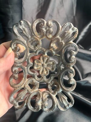 Мыльница чугунная филигранный клевер дизайн деревенская безделушка блюдо - Изображение 1 из 4