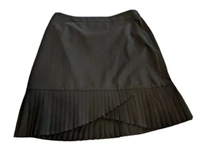 The Limited Sz 2 Black Above Knee Skirt Pleated Ruffle Hem Women's  Flirty Cute - Picture 1 of 3