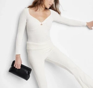 Woman’s Wild Fable Long Sleeve Cozy Knit Ribbed Bodysuit Cream Size L NEW! - Picture 1 of 6