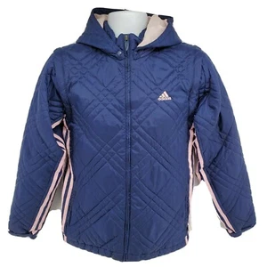 Adidas Quilted Jacket Combo Vest Sz XL Youth Navy Blue Hooded Removable Sleeves - Picture 1 of 8