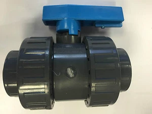 DOUBLE UNION PVC BALL VALVES 16 BAR SOLVENT WELD TYPE IMPERIAL SIZES - Picture 1 of 1