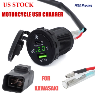 For Kawasaki Motorcycle USB Charger Versys650 VersysX300 Versys1000 Ninja400 650 Foto 1 de 4
