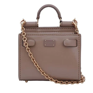 Dolce & Gabbana Calf Leather Crossbody Bag Sicily 62 Micro with Logo Braun 11633 - Picture 1 of 4