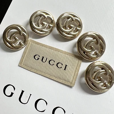 Ø 19 mm Set 5 Ersatzknöpfe + 1 Etikett Label Metall Knöpfe GG GUCCI Knopf Logo - Bild 1 von 4