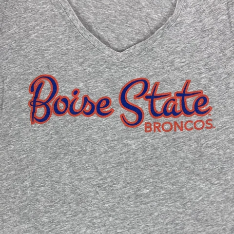 Boise State Broncos Shirt Women Large Long Sleeve V-Neck Gray Champion Cover