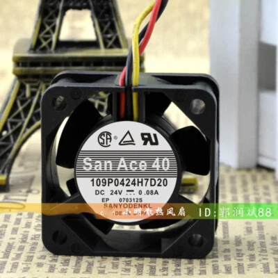 SANYO San Ace 109P0424H7D20 24V 0.08A 4015 4cm Chassis Industrial Cooling Fan - Image 1 of 4