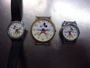 3 Vintage Mickey Mouse Watches, 1 Large Face Pulsar Quartz, 2 lorus - Picture 1 of 8