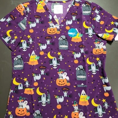 Halloween Cherokee Medical Scrubs V Neck Medium NEW NWT  - Image 1 of 4