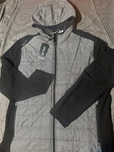 CHAQUETA CON CAPUCHA RALPH LAUREN RLX GOLF NEGRA BLANCA GRIS LANA A CUADROS TALLA XL HOMBRES $268 - Imagen 1 de 6