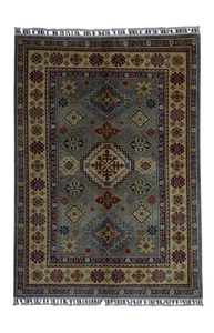 Hand-Knotted Afghani Kazak Wool Rug – 3’11″ x 5’6″ - Picture 1 of 5