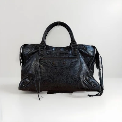 Autêntica bolsa de ombro Balenciaga The City 115748 couro preto bidirecional - Imagem 1 de 4