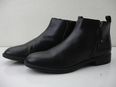 Mujer 9 39 Geox Respira Jaylon D04FYD Negro Cuero Botines Botines Cremallera Foto 1 de 4