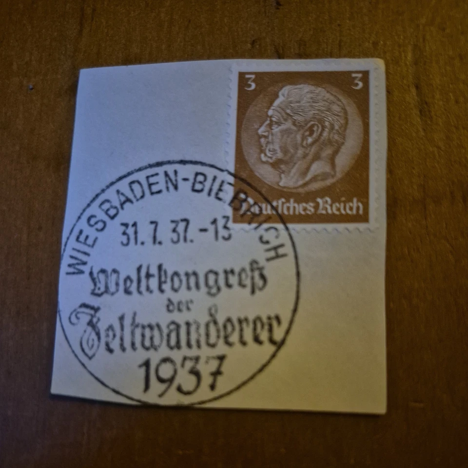 Rare German Wiesbaden- Weltkongress    Cancel + Hindenburg Stamp 1937 - image 1 of 1