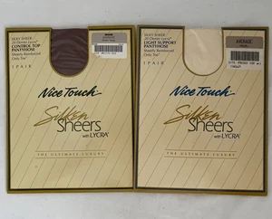 VTG Nice Touch Silken Sheers 20 Denier Lycra Avg Smoky Taupe & Pearl Sears NOS - Picture 1 of 4