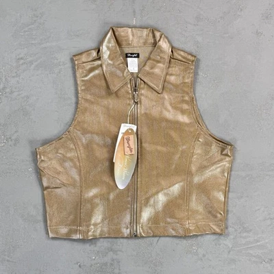 NUEVO CON ETIQUETAS Chaleco De Colección Deadstock Wrangler Recubierto Sarga Cremallera Frontal Para Mujer Pequeño Foto 1 de 4