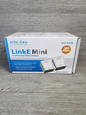 Brite-View LinkE Mini 500 Mbps Powerline Ethernet Adapter BVP-5100D New - Image 1 of 4