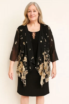 R & K женщин черный желтовато-коричневый цветочный Midi встроенный чистый куртка карнавальный эластичной новый с Ярлыками 16 - Изображение 1 из 4