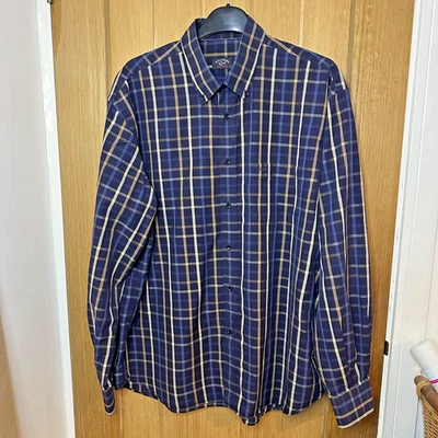 Paul & Shark Shirt Men 46 3XL Blue Check Long Sleeve Button Up Yachting Shooting - Image 1 of 4