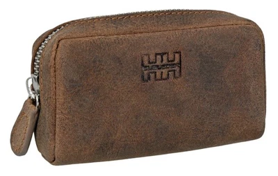 Elbleder Schlüsseletui zwei Schlüsselringe Schlüsselmäppchen Echtleder Braun