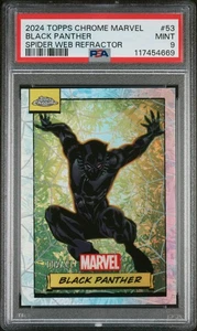 2024 Topps Chrome Marvel Spider Web Refractor Black Panther #53 /399 PSA 9 - Picture 1 of 2