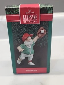 Hallmark Keepsake Ornament Perfect Catch 1990 Baseball Santa - Picture 1 of 4