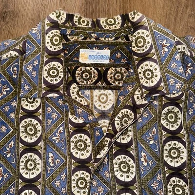 Camisa Andrade Cuello Lazo Atómica Boho Hippy MCM Disco De Colección Años 50 60 Para Hombres Mediana Foto 1 de 4