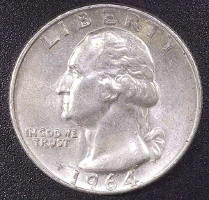 1964-P Washington Quarter 90% SILVER Circulated Philadelphia Mint - Picture 1 of 2
