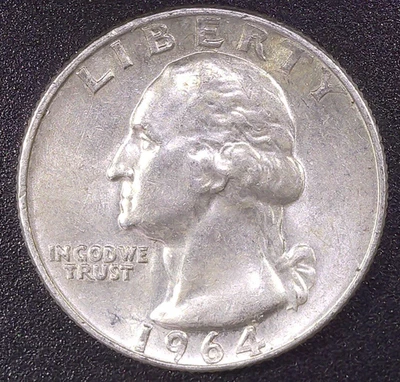 1964-P Washington Quarter 90% SILVER Circulated Philadelphia Mint - Image 1 of 2
