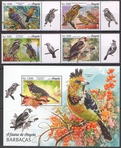 BW0622 2018 ANGOLA BARBETS BIRDS FAUNA #1966-1969+BL159 MNH - Picture 1 of 1