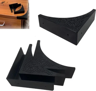Caja protectora de esquina de metal negro 4 piezas borde protector de seguridad gabinete muebles esquina Foto 1 de 4