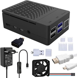 Raspberry Pi 4 Custodia Con Ventola,5V 3A USB-C Alimentazione Elettrica,Raspberr - Foto 1 di 12