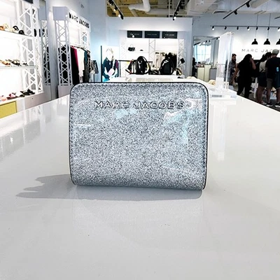 Marc Jacobs Sliver Glitter Compact Bi-Fold Wallet with Coin Pocket - Image 1 of 4