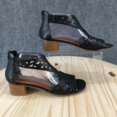 Sandalias Baretraps para mujer 8 M Vaechel espalda cremallera tobillo tiras negro imitación cuero Foto 1 de 4