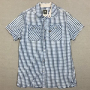 G-Star Raw Rudder Toulon Men’s Blue Denim Stripe Short Sleeve Shirt XXL - Picture 1 of 17