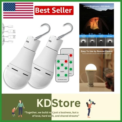 Portable USB Rechargeable LED Tent Lights with Remote & Timer - Pack of 2 - Image 1 of 4