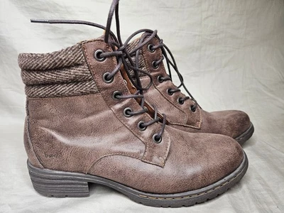Botines de combate BOC Born para mujer talla 10 imitación cuero marrón punta redonda con cordones Foto 1 de 4