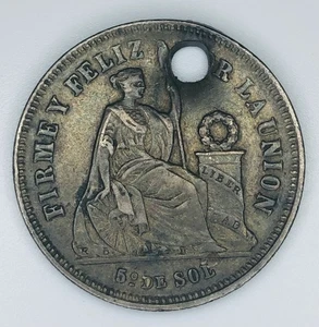 **1869 YB PERU 1/5 SOL SILBER** - Bild 1 von 2