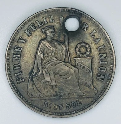 **1869 YB PERU 1/5 SOL SILVER** - Image 1 of 2