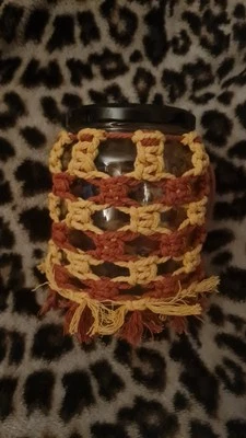 Handwoven MACRAME LED-light CandleJar  Boho - Image 1 of 4