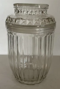 Vintage Anchor Ribbed Apothecary Glass Jar & Glass Lid w/seal 7.5” - EUC - Picture 1 of 5
