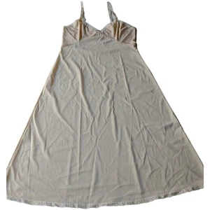 Vtg Shadowline Full Slip Sz 34 Tall Silky Nylon Cream Lace Dress Lingerie Gown - Picture 1 of 9