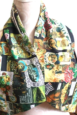 Vintage Design Women's Scarf Cherubs Advertising 10" x 44" x 35" Victorian Thick - Image 1 of 4