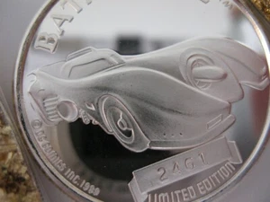 1-OZ. PURE SILVER DETAILED BATMAN- BATMOBILE DC-COMICS LIMITED EDITION COIN+GOLD - Picture 1 of 8