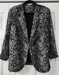 Belle by Kim Gravel Stretch Leopard Blazer Black/Gray Size XL NEW (bn14) - Picture 1 of 10