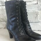 Via Spiga Women's Leather Booties sz 7 Boot Black Ankle Victorian Steampunk NOS