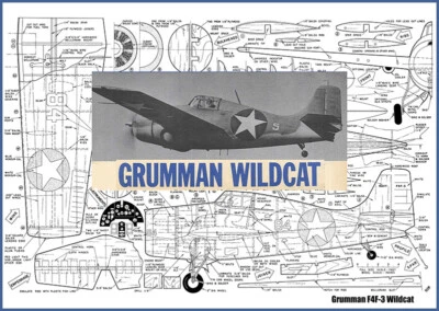 Model Airplane Plans (UC): F4F-3 Wildcat 1/12 Scale 38" for .29-.60 (Musciano) - Image 1 of 3