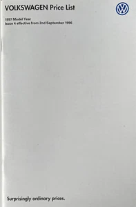 Volkswagen VW UK Price List Brochure 1996 Polo Passat Golf VR6 GTi Anniversary - Picture 1 of 3