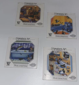 Set of 4 Signature Art Trivets Geese Fish Beavers Turtles Toad - Picture 1 of 5