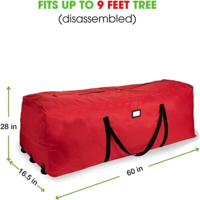 Christmas Tree Canvas Storage Box Bag Zippered w Wheels 9 Ft Tree Heavy Duty - Image 1 of 4